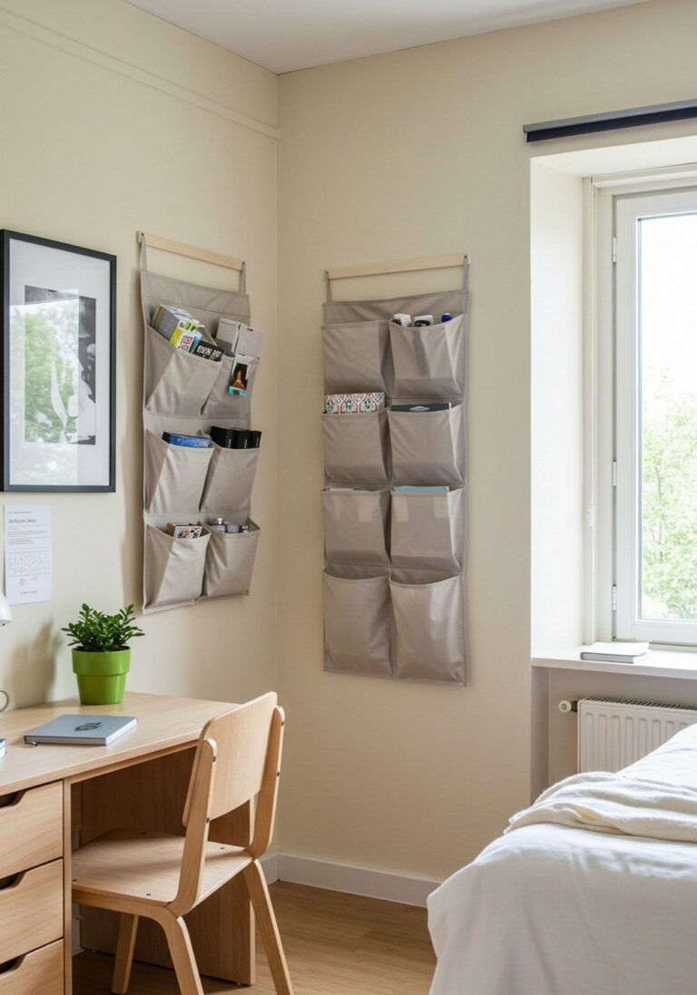 Incorporate Hanging Organizers Minimalist Dorm Room
